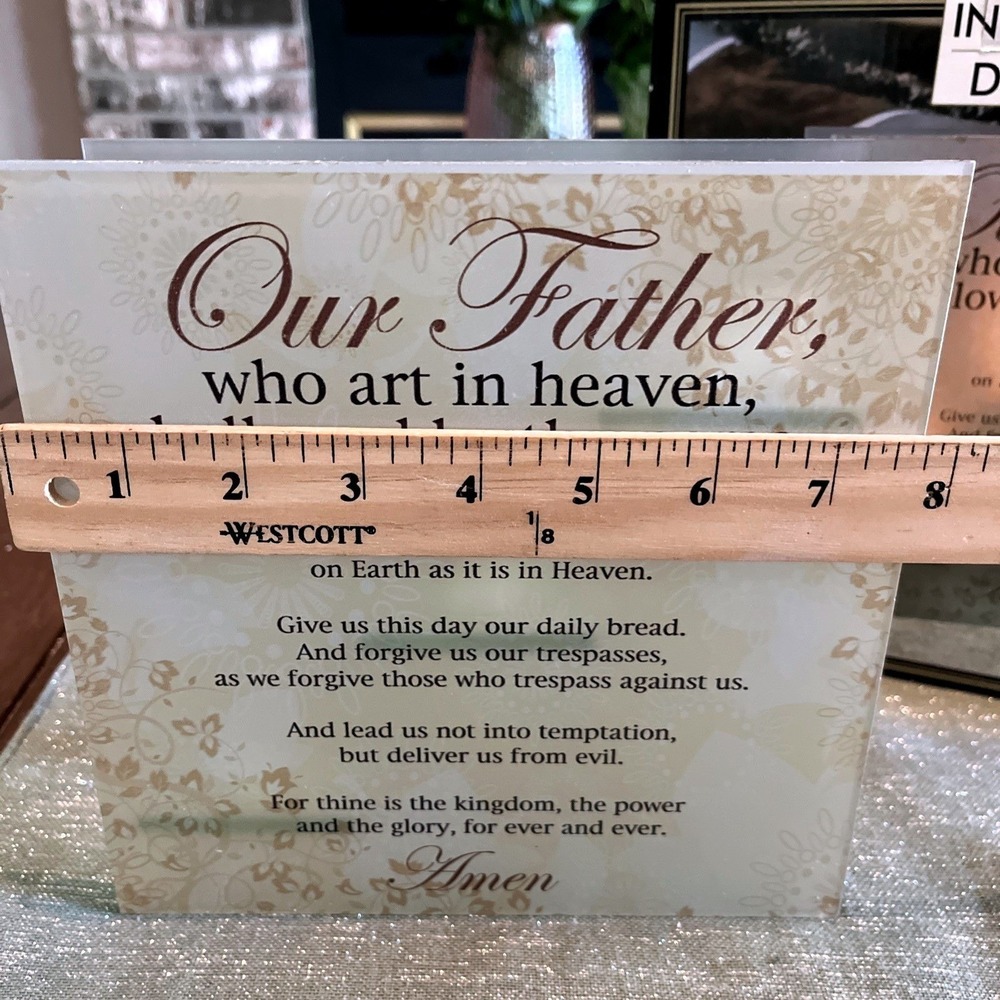 Interiors By Design Vintage Glass Stairstep Candle Holder Lord's Prayer - Picture 5 of 7